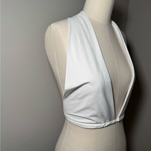 Finesse White Deep V Crop Top